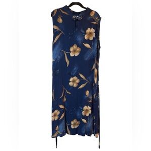 Moody Florals Midi Dress - Navy and Gold